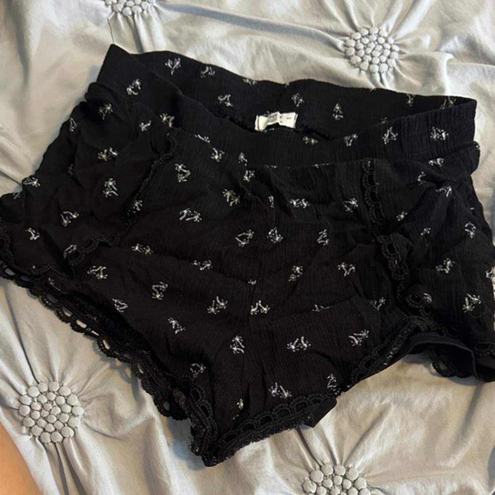 Ardene Black Floral Lace Trim Shorts